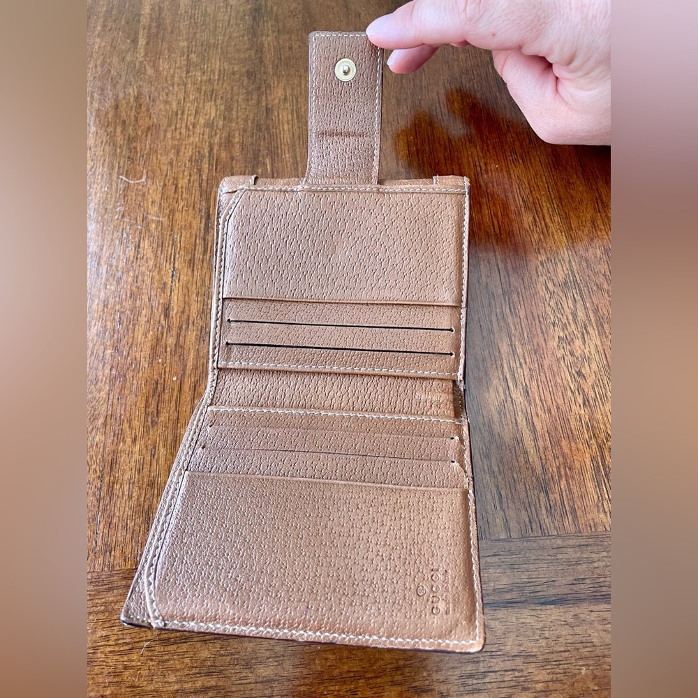 Vintage Gucci Striped Monogram Studded Compact Wallet - Picture 5 of 10